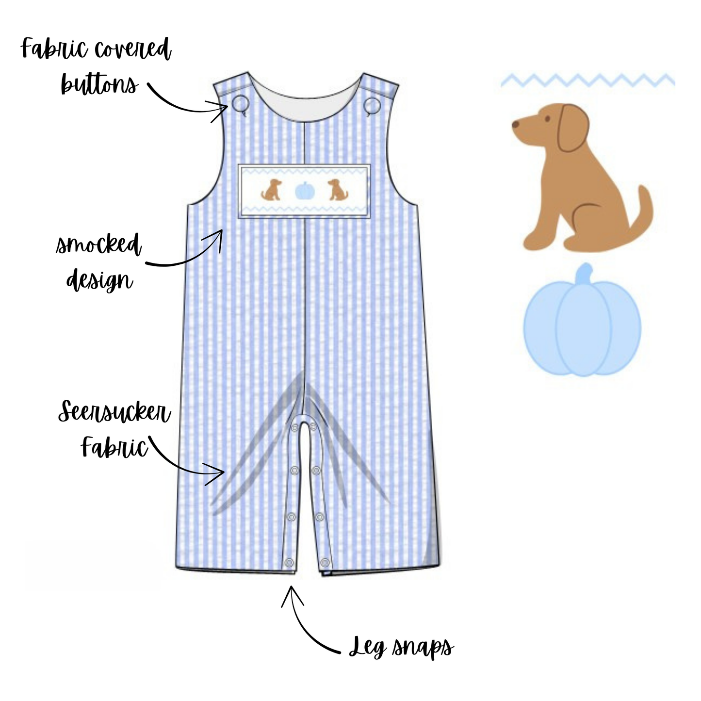 Pumpkin Pup Smocked Longall