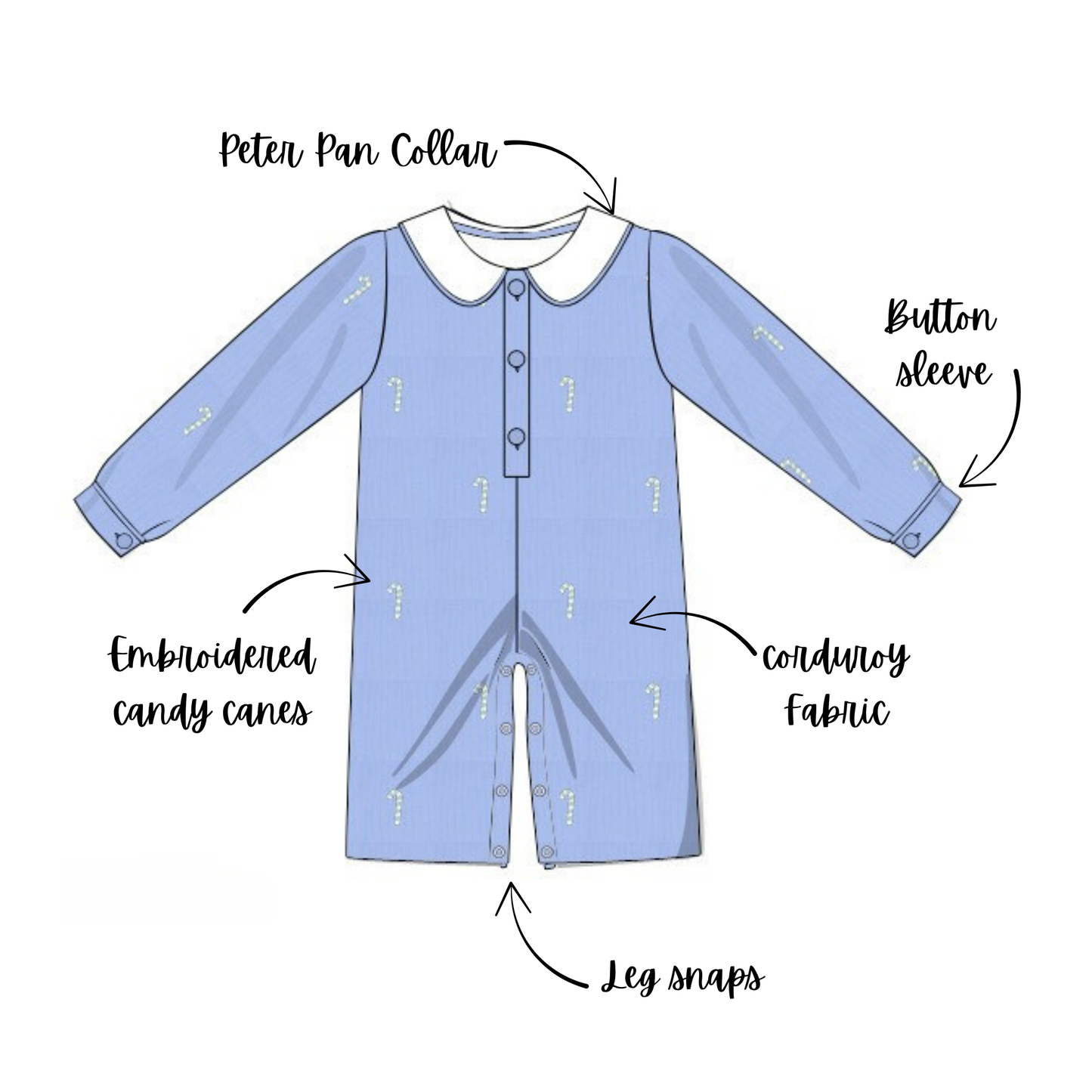 Cozy Cane Corduroy Romper