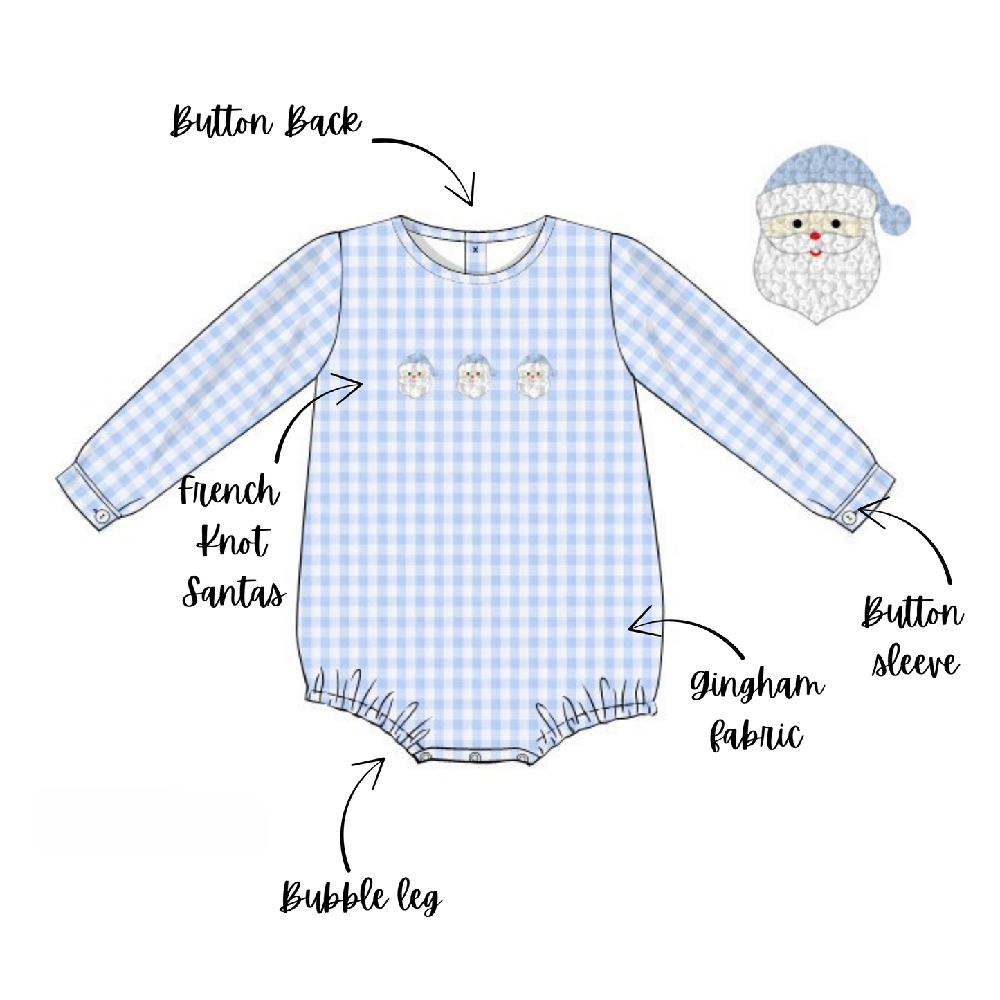 Santa Smiles French Knot Bubble