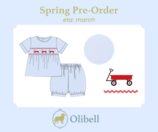 Little Red Wagon Smocked Set