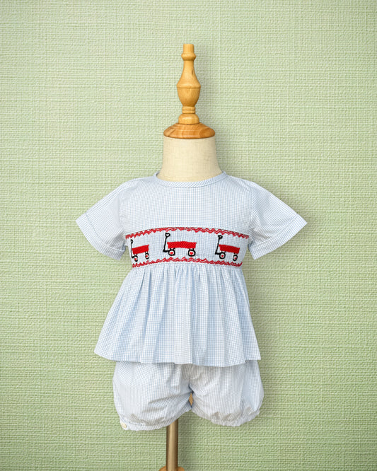 Little Red Wagon Smocked Set