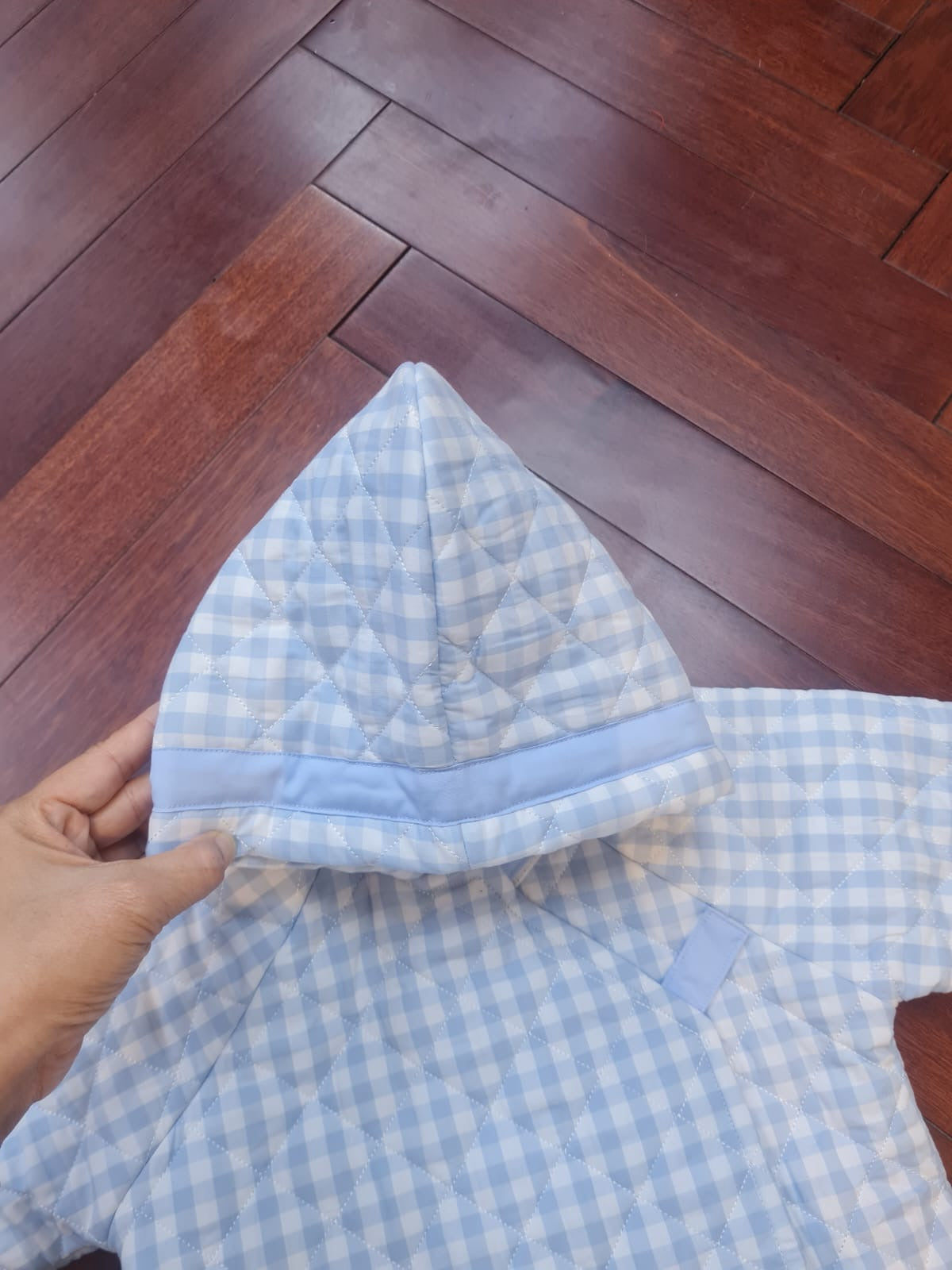 PRE-ORDER: Gingham Quilted Velcro Tab Jacket (ETA: Early November)